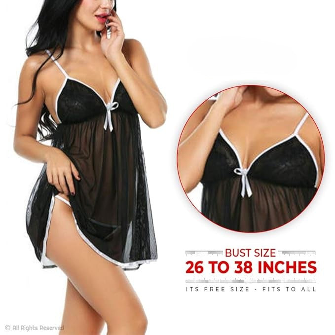 Self Design Halter Neck Babydoll Night Suit For Women