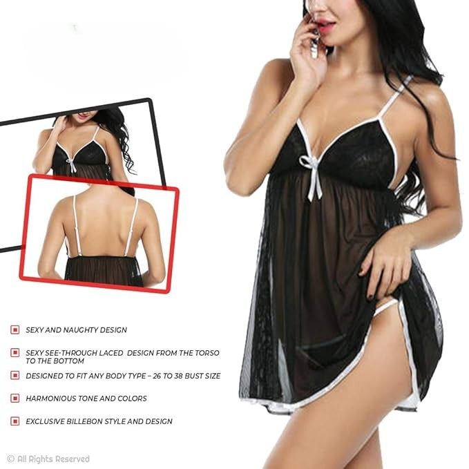 Self Design Halter Neck Babydoll Night Suit For Women