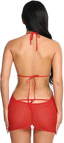 Self Design Halter Neck Babydoll Night Suit For Women