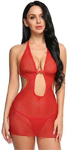 Self Design Halter Neck Babydoll Night Suit For Women
