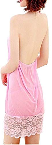 Pink Net Self Design Halter Neck Babydoll Night Suit For Women