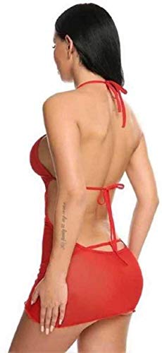 Self Design Halter Neck Babydoll Night Suit For Women