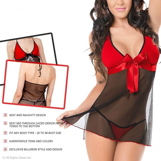 Net Self Design Halter Neck Babydoll Night Suit For Women