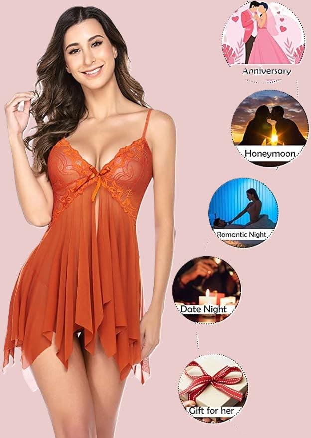 Net Self Design Halter Neck Babydoll Night Suit For Women