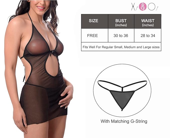 Self Design Halter Neck Babydoll Night Suit For Women