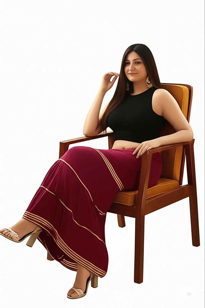 Women's Stylish and Fashionable Mid-Rise Garara/sharara Palazzo Pants with Elasticated Waist