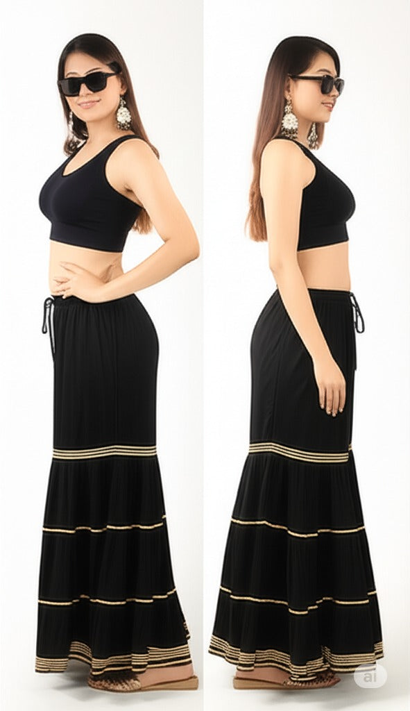 Women's Stylish and Fashionable Mid-Rise Garara/sharara Palazzo Pants with Elasticated Waist
