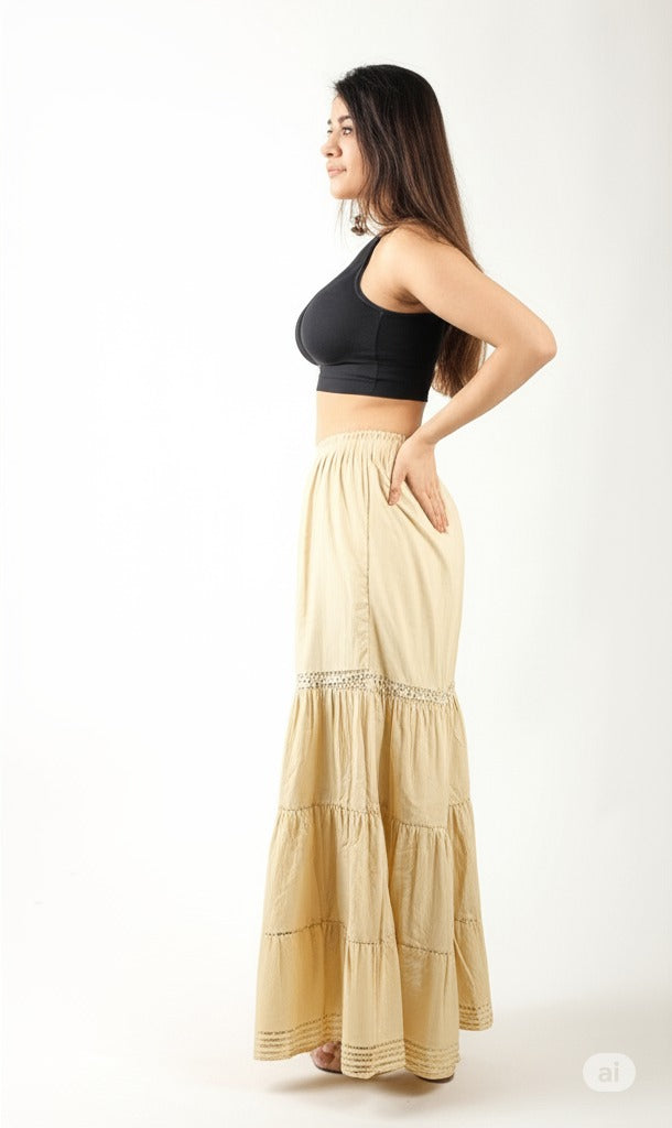 Women's Stylish and Fashionable Mid-Rise Garara/sharara Palazzo Pants with Elasticated Waist