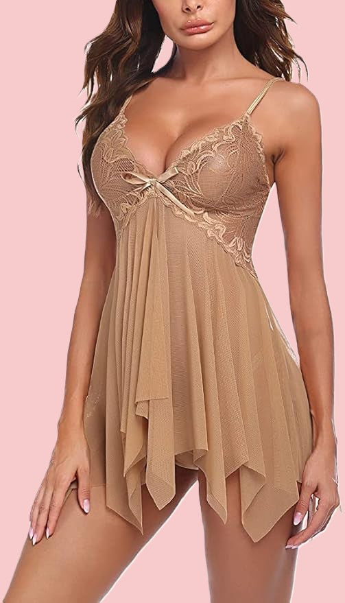 Net Self Design Halter Neck Babydoll Night Suit For Women