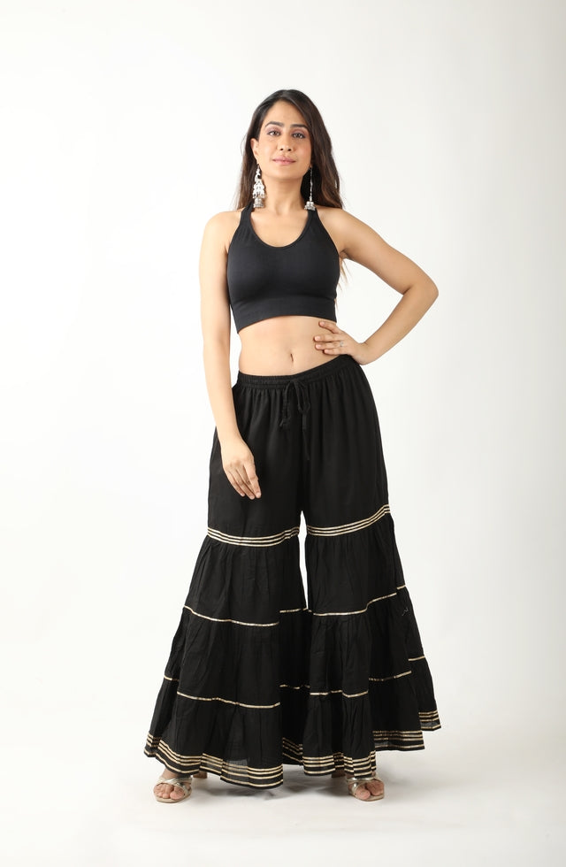 Women's Stylish and Fashionable Mid-Rise Garara/sharara Palazzo Pants with Elasticated Waist
