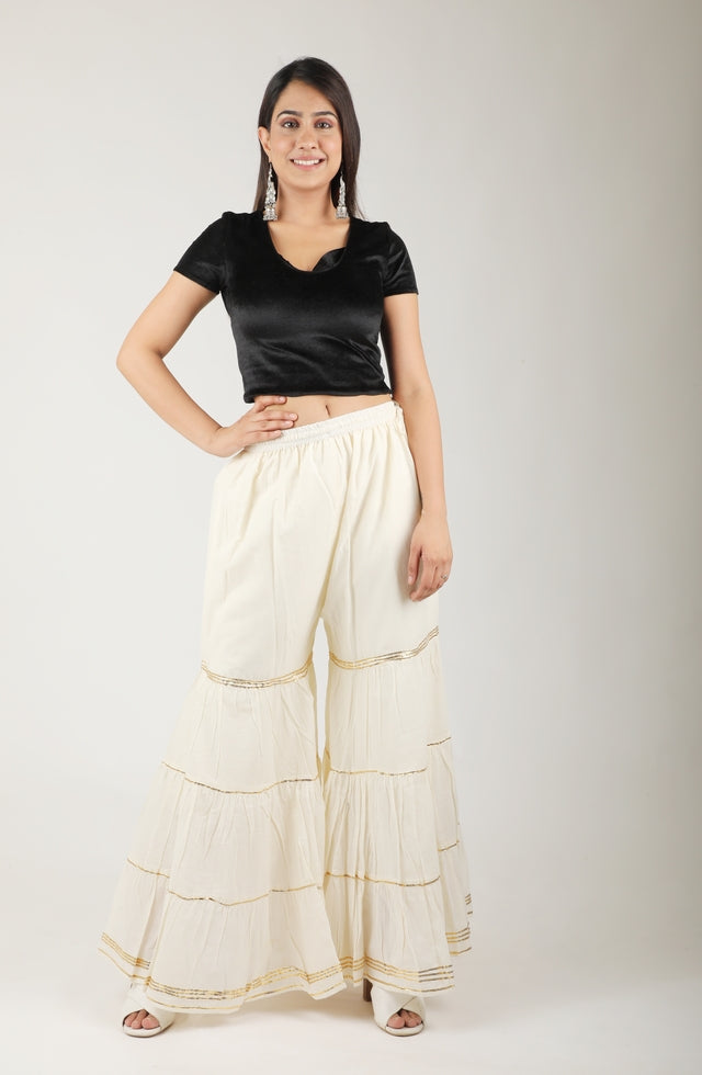 Women's Stylish and Fashionable Mid-Rise Garara/sharara Palazzo Pants with Elasticated Waist