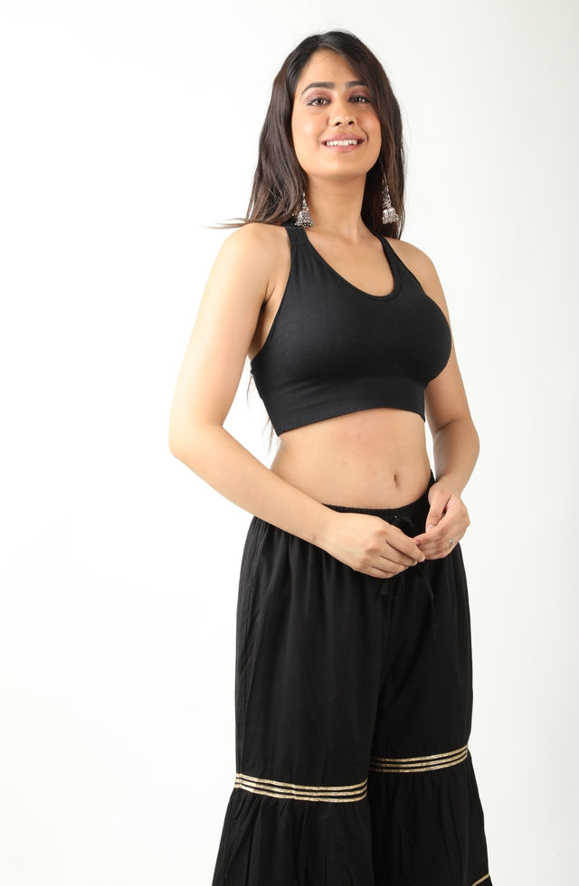 Women's Stylish and Fashionable Mid-Rise Garara/sharara Palazzo Pants with Elasticated Waist