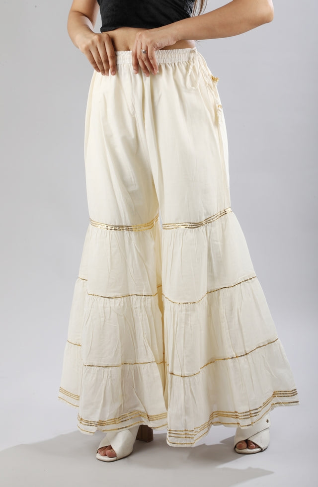 Women's Stylish and Fashionable Mid-Rise Garara/sharara Palazzo Pants with Elasticated Waist