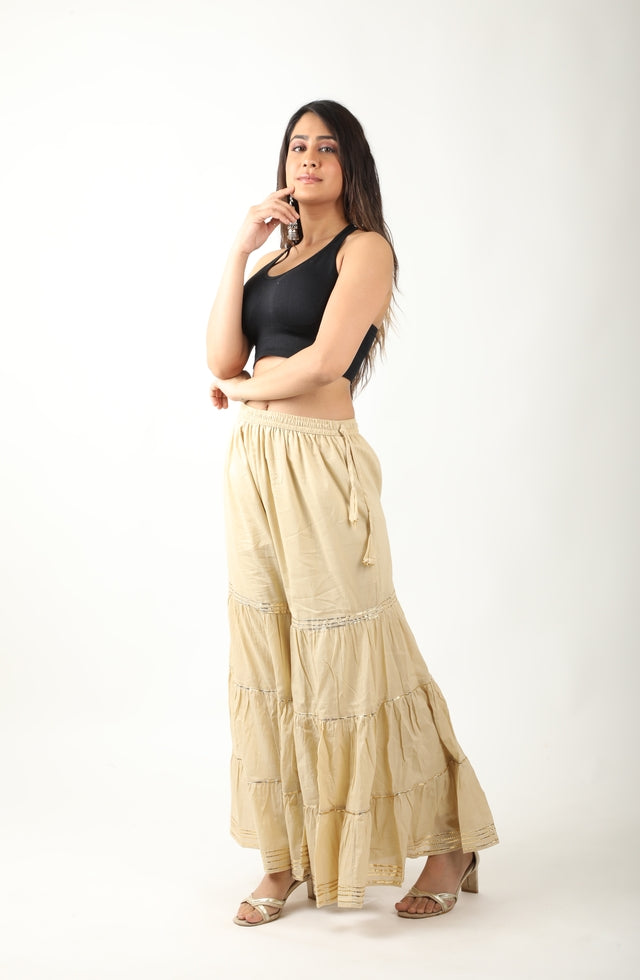 Women's Stylish and Fashionable Mid-Rise Garara/sharara Palazzo Pants with Elasticated Waist