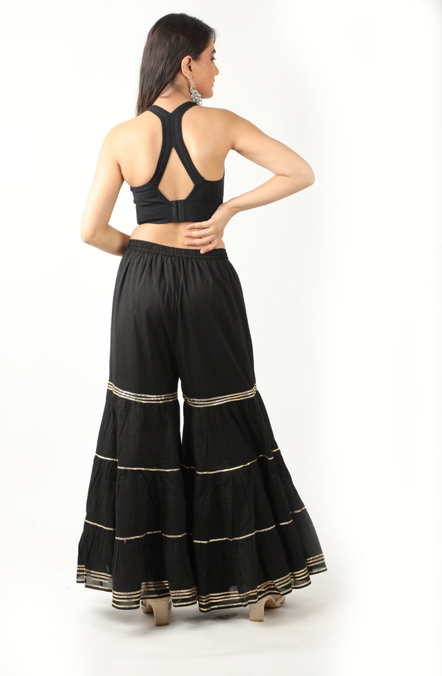 Women's Stylish and Fashionable Mid-Rise Garara/sharara Palazzo Pants with Elasticated Waist