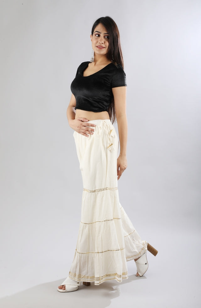 Women's Stylish and Fashionable Mid-Rise Garara/sharara Palazzo Pants with Elasticated Waist