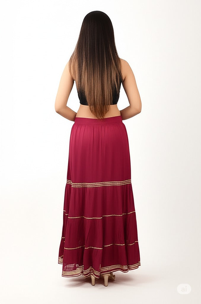 Women's Stylish and Fashionable Mid-Rise Garara/sharara Palazzo Pants with Elasticated Waist