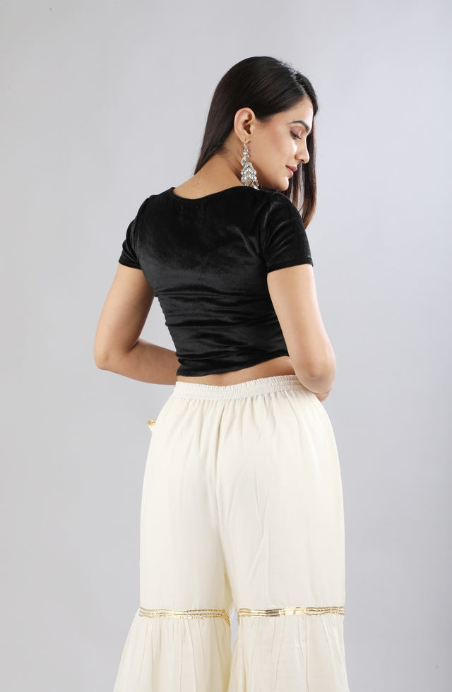 Women's Stylish and Fashionable Mid-Rise Garara/sharara Palazzo Pants with Elasticated Waist